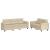 Set de canapele cu perne, 2 piese, crem, microfibră GartenMobel Dekor