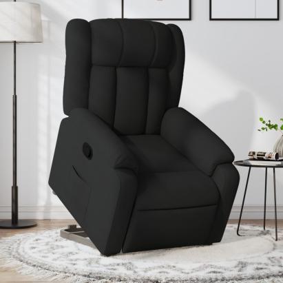 Fotoliu rabatabil cu ridicare pe verticală, negru, textil GartenMobel Dekor