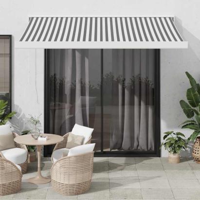 Copertină retractabilă antracit/alb, 3,5x2,5 m, textil/aluminiu GartenMobel Dekor