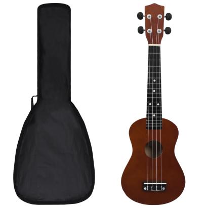 Set ukulele Soprano pentru copii, cu husă, natural, 23" GartenMobel Dekor