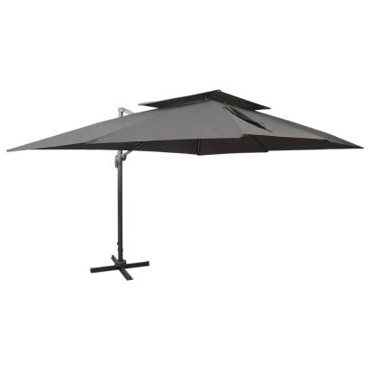 Umbrelă în consolă cu înveliș dublu, antracit, 400x300 cm GartenMobel Dekor