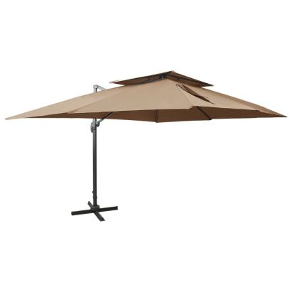 Umbrelă în consolă cu înveliș dublu, taupe, 400x300 cm GartenMobel Dekor