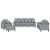 Set de canapele cu perne, 4 piese, gri deschis, material textil GartenMobel Dekor
