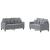 Set de canapele cu perne, 2 piese, gri deschis, textil GartenMobel Dekor