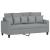 Set de canapele cu perne, 2 piese, gri deschis, textil GartenMobel Dekor