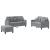 Set de canapele cu perne, 3 piese, gri deschis, textil GartenMobel Dekor