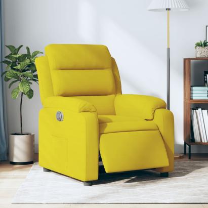 Fotoliu rabatabil electric, galben, catifea GartenMobel Dekor