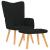 Scaun de relaxare cu taburet, negru, textil GartenMobel Dekor