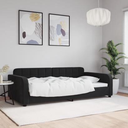 Pat de zi, negru, 100x200 cm, catifea GartenMobel Dekor