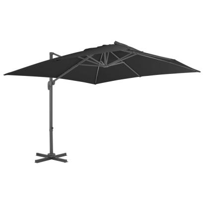 Umbrelă în consolă cu stâlp din aluminiu, negru, 3x3 m GartenMobel Dekor