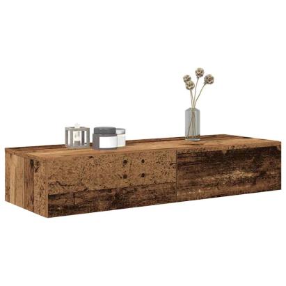 Raft de perete cu sertare Lemn vechi 100x36x19cm Lemn prelucrat GartenMobel Dekor