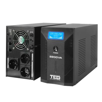 UPS TED 2200VA/1250W cu Stabilizator si Management, display LCD, 3x Schuko si 4x Acumulator 12V 7Ah NewTechnology Media