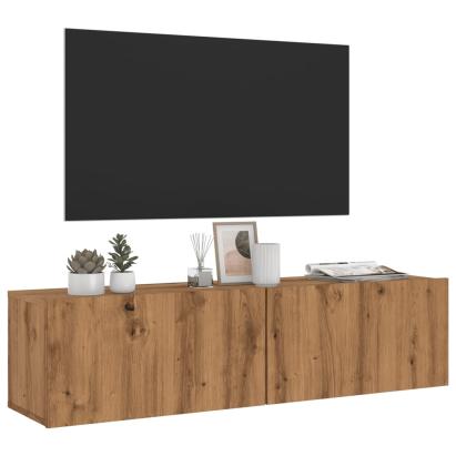 Dulap TV perete, stejar artizanal, 120x30x30 cm, lemn prelucrat GartenMobel Dekor