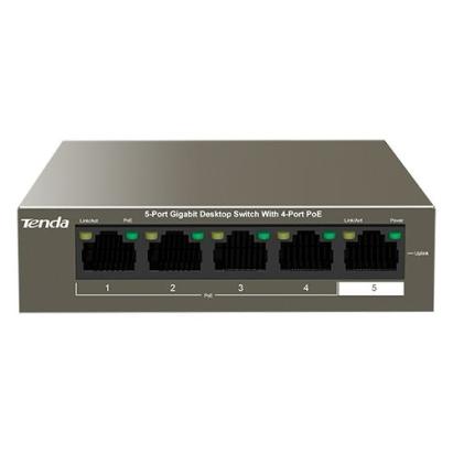 Switch 4 porturi Gigabit PoE, fara management, 1 port Uplink Gigabit - Tenda TEG1105P-4-63W SafetyGuard Surveillance