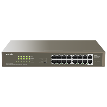 Switch 16 porturi Gigabit PoE Desktop/Rackmount 32 Gbps - Tenda TND-TEG1116P-16-150W SafetyGuard Surveillance