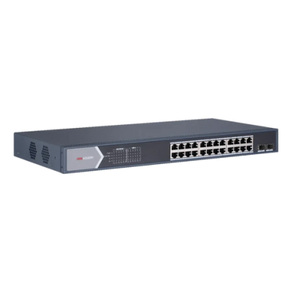 Switch 24 porturi PoE Gigabit, 2 porturi SFP Gigabit - Hikvision DS-3E0526P-E-M SafetyGuard Surveillance