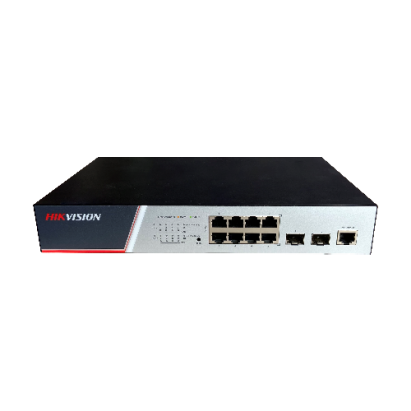 Switch 8 porturi PoE Gigabit, 2 porturi SFP Gigabit, Management - Hikvision DS-3E2510P SafetyGuard Surveillance