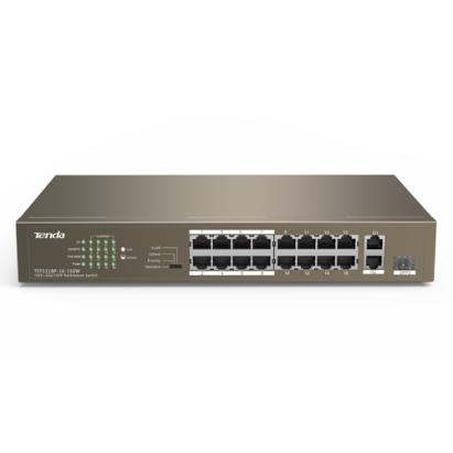 Switch 24 porturi PoE 10/100 Mbps, 2 porturi RJ45 Gigabit, 1 port SFP Gigabit - TENDA TND-TEF1126P-24-250W-V30 SafetyGuard Surveillance