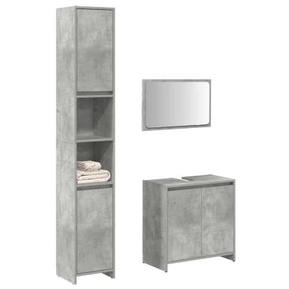 Set mobilier de baie, 3 piese, gri beton, lemn compozit GartenMobel Dekor