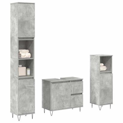 Set mobilier de baie, 3 piese, gri beton, lemn compozit GartenMobel Dekor