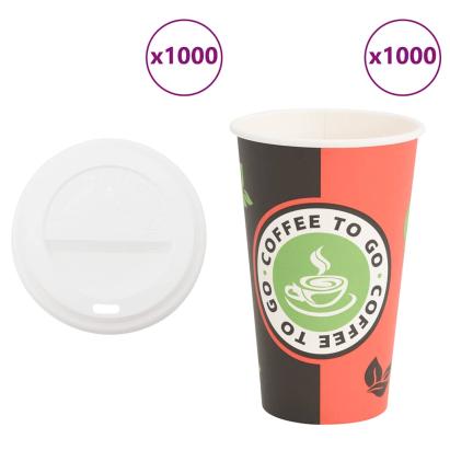 Cești de cafea din hârtie cu capace 1000 buc 16 oz 400 ml GartenMobel Dekor