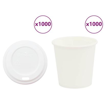 Cești de cafea din hârtie cu capace 1000 buc 4oz 100ml GartenMobel Dekor