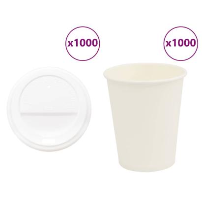 Cești de cafea din hârtie cu capace 1000 buc 8oz 200ml GartenMobel Dekor