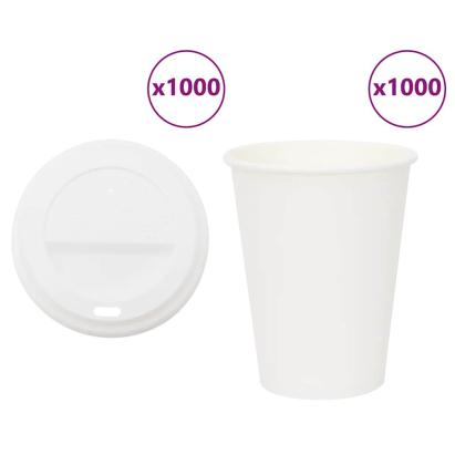 Cești de cafea din hârtie cu capace 1000 buc 12 oz 300 ml GartenMobel Dekor