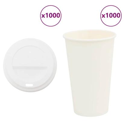 Cești de cafea din hârtie cu capace 1000 buc 16 oz 400 ml GartenMobel Dekor