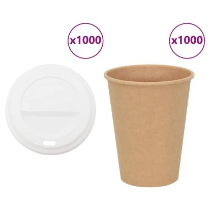 Cești de cafea din hârtie cu capace 1000 buc 12 oz 300 ml GartenMobel Dekor