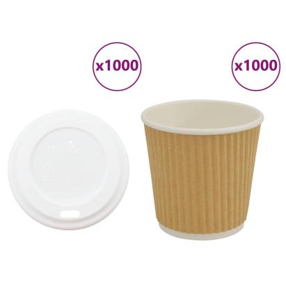 Cești de cafea din hârtie cu capace 1000 buc 4oz 100ml GartenMobel Dekor