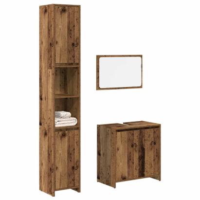 Set mobilier de baie, 3 piese, lemn vechi, lemn prelucrat GartenMobel Dekor