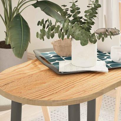 Blat de masă 80x40x2 cm lemn masiv de stejar oval GartenMobel Dekor