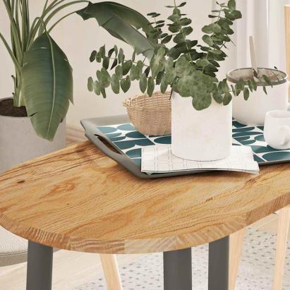 Blat de masă maro deschis 80x40x2 cm lemn masiv de stejar oval GartenMobel Dekor