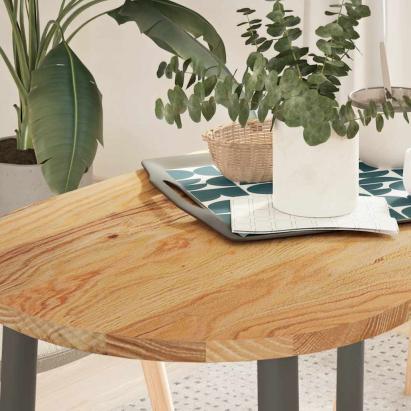 Blat de masă maro deschis 100x50x2 cm lemn masiv de stejar oval GartenMobel Dekor
