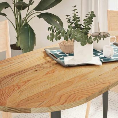 Blat de masă maro deschis 140x60x2 cm lemn masiv de stejar oval GartenMobel Dekor