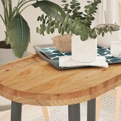 Blat de masă maro deschis 80x40x4 cm lemn masiv de stejar oval GartenMobel Dekor