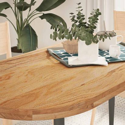 Blat de masă maro deschis 140x60x4 cm lemn masiv de stejar oval GartenMobel Dekor