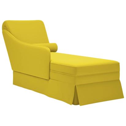 Sezlong cu suport și cotieră dreaptă catifea galbenă GartenMobel Dekor