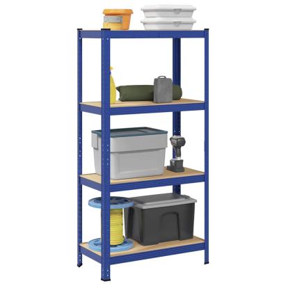Raft depozitare cu 4 niveluri, oțel albastru&lemn prelucrat GartenMobel Dekor