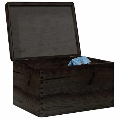 Cutie din lemn cu capac negru 40x30x23 cm lemn masiv de pin GartenMobel Dekor