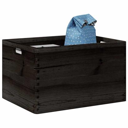 Cutie din lemn cu mânere negru 40x30x23 cm lemn masiv de pin GartenMobel Dekor