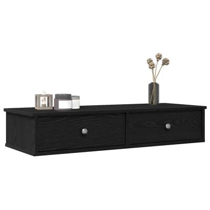 Raft de perete cu sertare negru 100x37,5x19 cm lemn prelucrat GartenMobel Dekor
