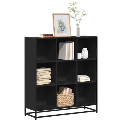Bibliotecă, negru, 97,5x33x107,5 cm, lemn prelucrat și metal GartenMobel Dekor
