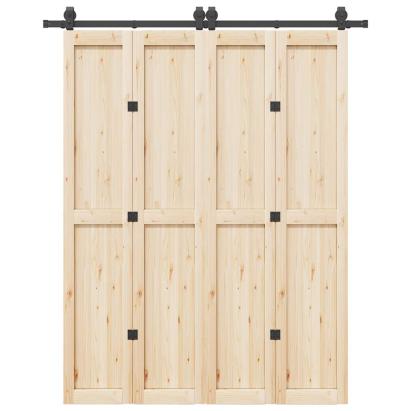 Set feronerie pentru ușă glisantă, negru, 183 cm, oțel GartenMobel Dekor