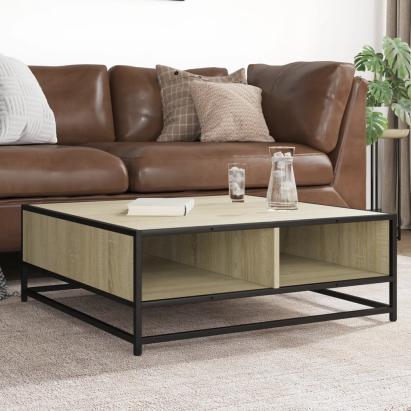 Măsuță de cafea stejar sonoma 80x80x30 cm lemn prelucrat/metal GartenMobel Dekor