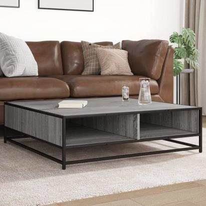 Măsuță de cafea gri sonoma, 100x100x30 cm, lemn prelucrat/metal GartenMobel Dekor