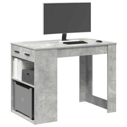 Birou cu sertar și raft Gri beton 102x62x77,5 cm lemn prelucrat GartenMobel Dekor