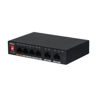 Switch Dahua PFS3006-4ET-60-V2 PoE 4+2 porturi, 250m, 30W, 60W SafetyGuard Surveillance