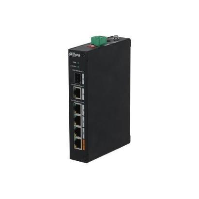 Switch Dahua PFS3106-4ET-60-V2, PoE Industrial 4 porturi, 1x Gigabit, 1x SFP, 60W SafetyGuard Surveillance